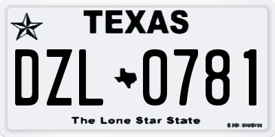TX license plate DZL0781