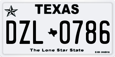 TX license plate DZL0786