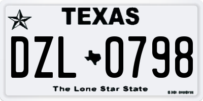 TX license plate DZL0798