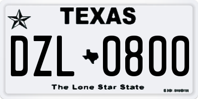 TX license plate DZL0800