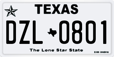 TX license plate DZL0801