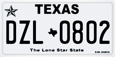 TX license plate DZL0802
