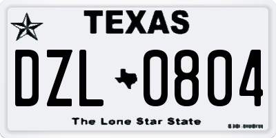 TX license plate DZL0804