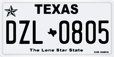 TX license plate DZL0805