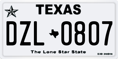 TX license plate DZL0807