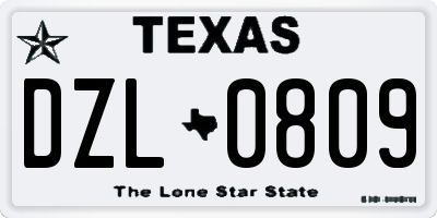 TX license plate DZL0809