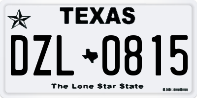 TX license plate DZL0815