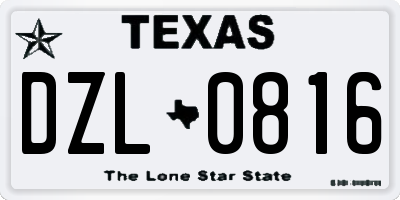 TX license plate DZL0816