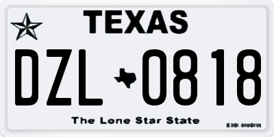 TX license plate DZL0818