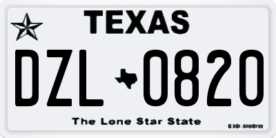 TX license plate DZL0820