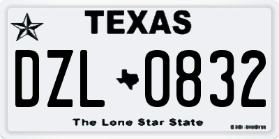 TX license plate DZL0832