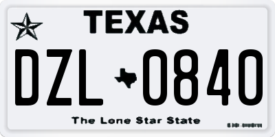 TX license plate DZL0840