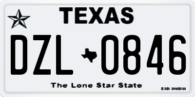 TX license plate DZL0846