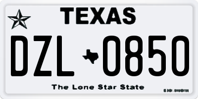 TX license plate DZL0850