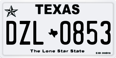 TX license plate DZL0853