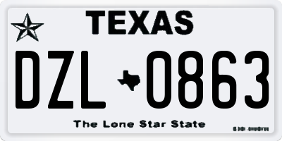 TX license plate DZL0863