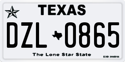 TX license plate DZL0865
