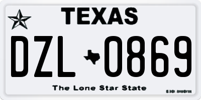 TX license plate DZL0869
