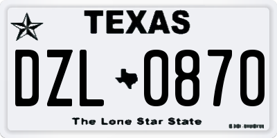 TX license plate DZL0870