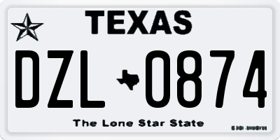 TX license plate DZL0874