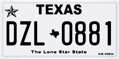 TX license plate DZL0881