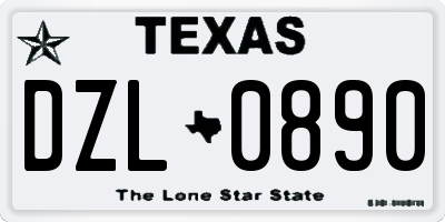 TX license plate DZL0890