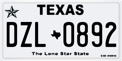 TX license plate DZL0892