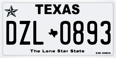 TX license plate DZL0893