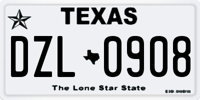 TX license plate DZL0908