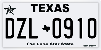 TX license plate DZL0910