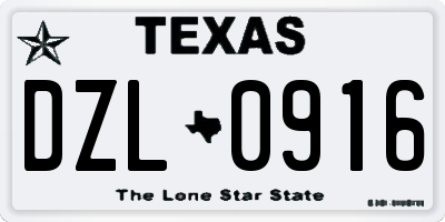 TX license plate DZL0916