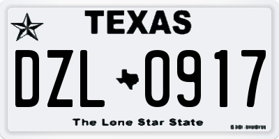 TX license plate DZL0917