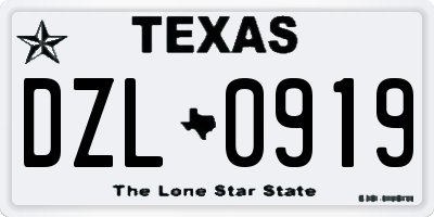 TX license plate DZL0919