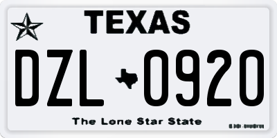 TX license plate DZL0920