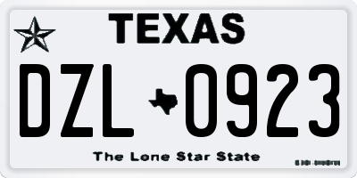 TX license plate DZL0923