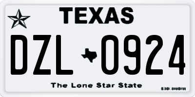 TX license plate DZL0924
