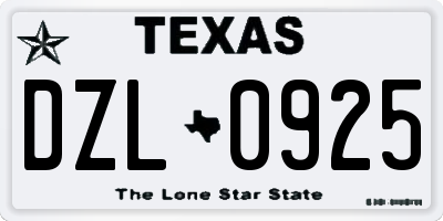 TX license plate DZL0925