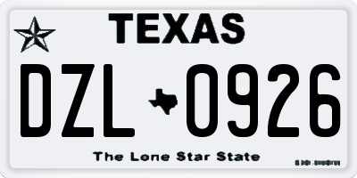 TX license plate DZL0926