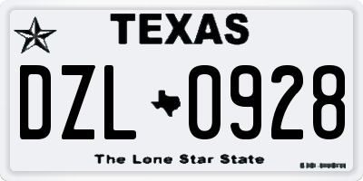 TX license plate DZL0928