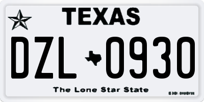 TX license plate DZL0930