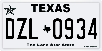 TX license plate DZL0934