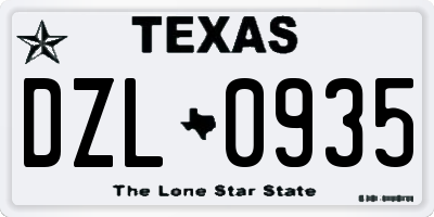 TX license plate DZL0935