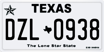 TX license plate DZL0938