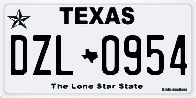TX license plate DZL0954
