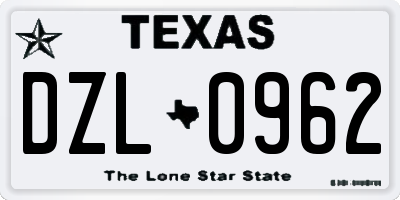 TX license plate DZL0962