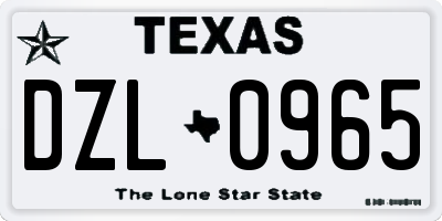 TX license plate DZL0965