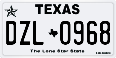 TX license plate DZL0968