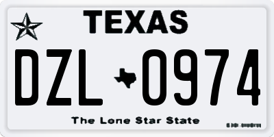 TX license plate DZL0974