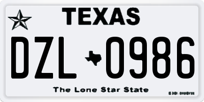 TX license plate DZL0986