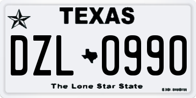 TX license plate DZL0990
